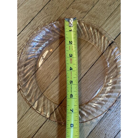 VTG Rosaline Pink Swirl Glass Plate 8" | Fire-King Style Opalescent Ruffled Rim - Picture 4 of 4